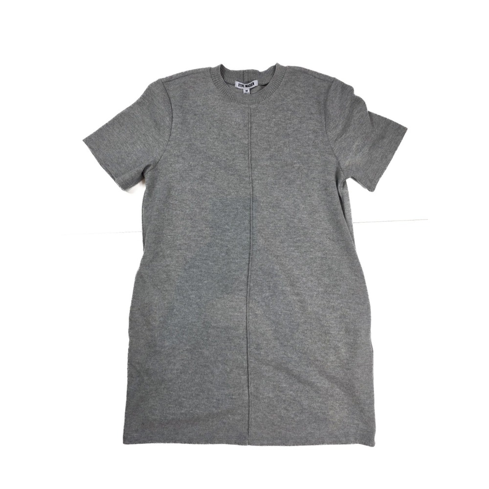 Steve Madden Gray Short Sleeve Pullover Sweater Midi Dress Women's Size Medium